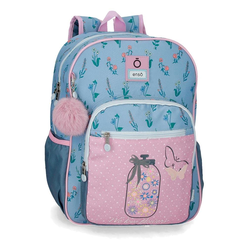 Enso We Love Flowers Mochila Escolar Adaptable a Carro Rosa 30x38x12 cms Poliéster 13,68L