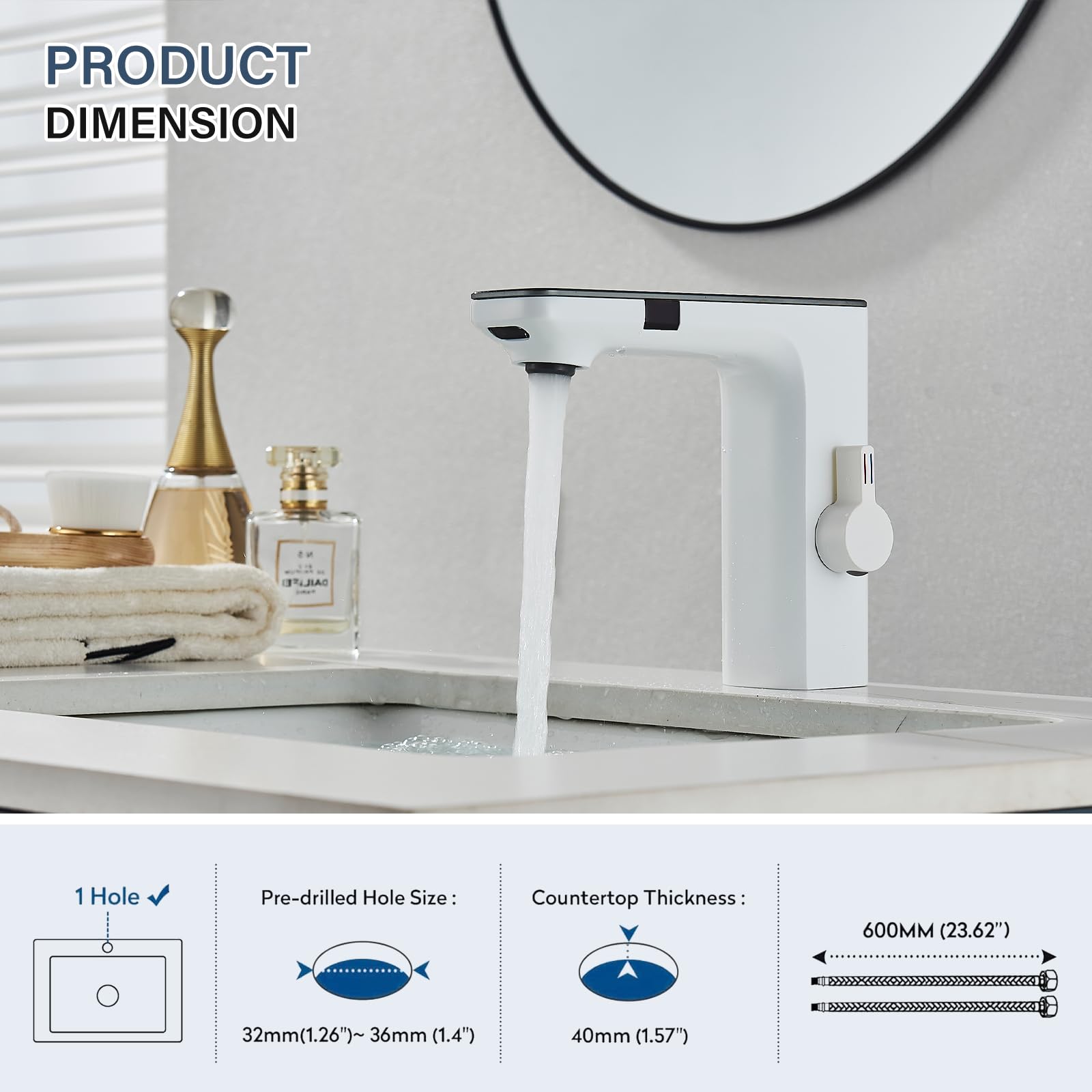 Automatischer Infrarot-Wasserhahn, Mischbatterie für kaltes und warmes Wasser, für Waschbecken, Wasserhahn mit Infrarot-Sensor für Badezimmer