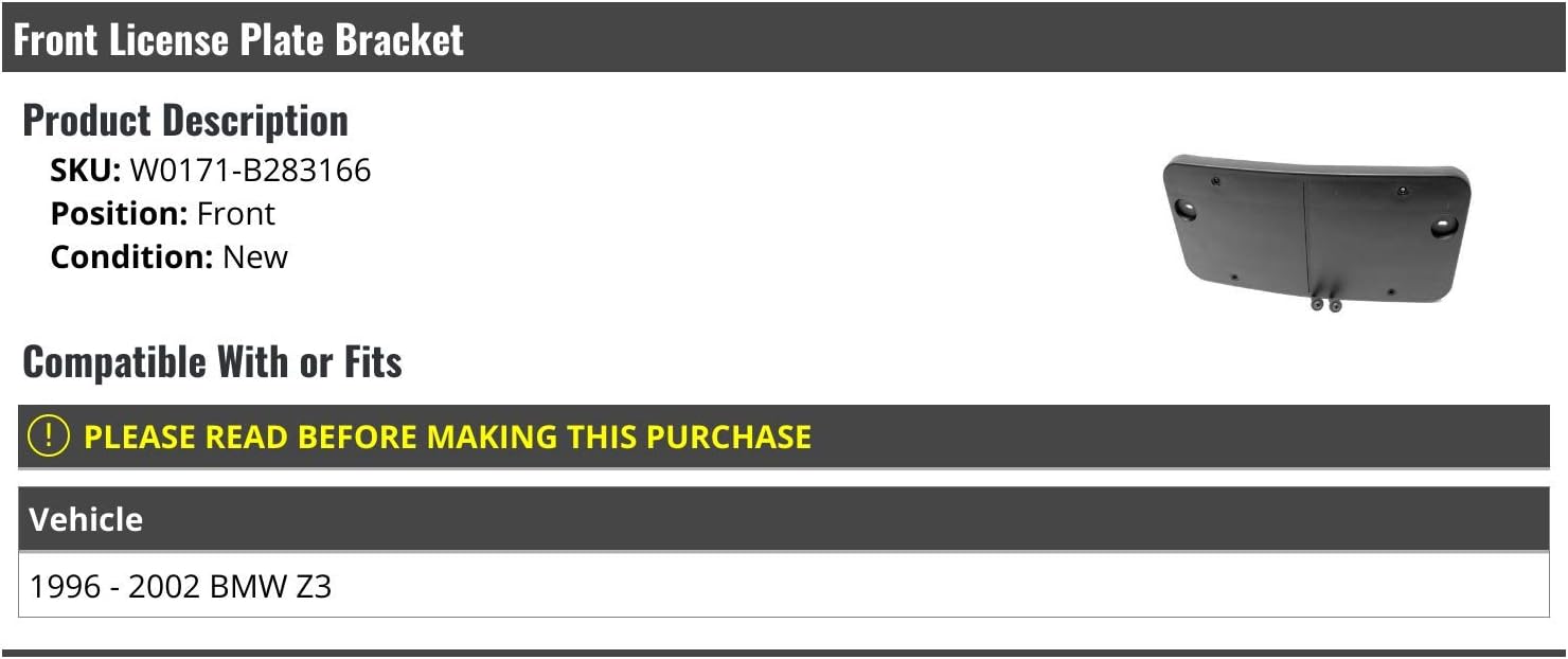 Front License Plate Bracket - Compatible with 1996-2002 BMW Z3