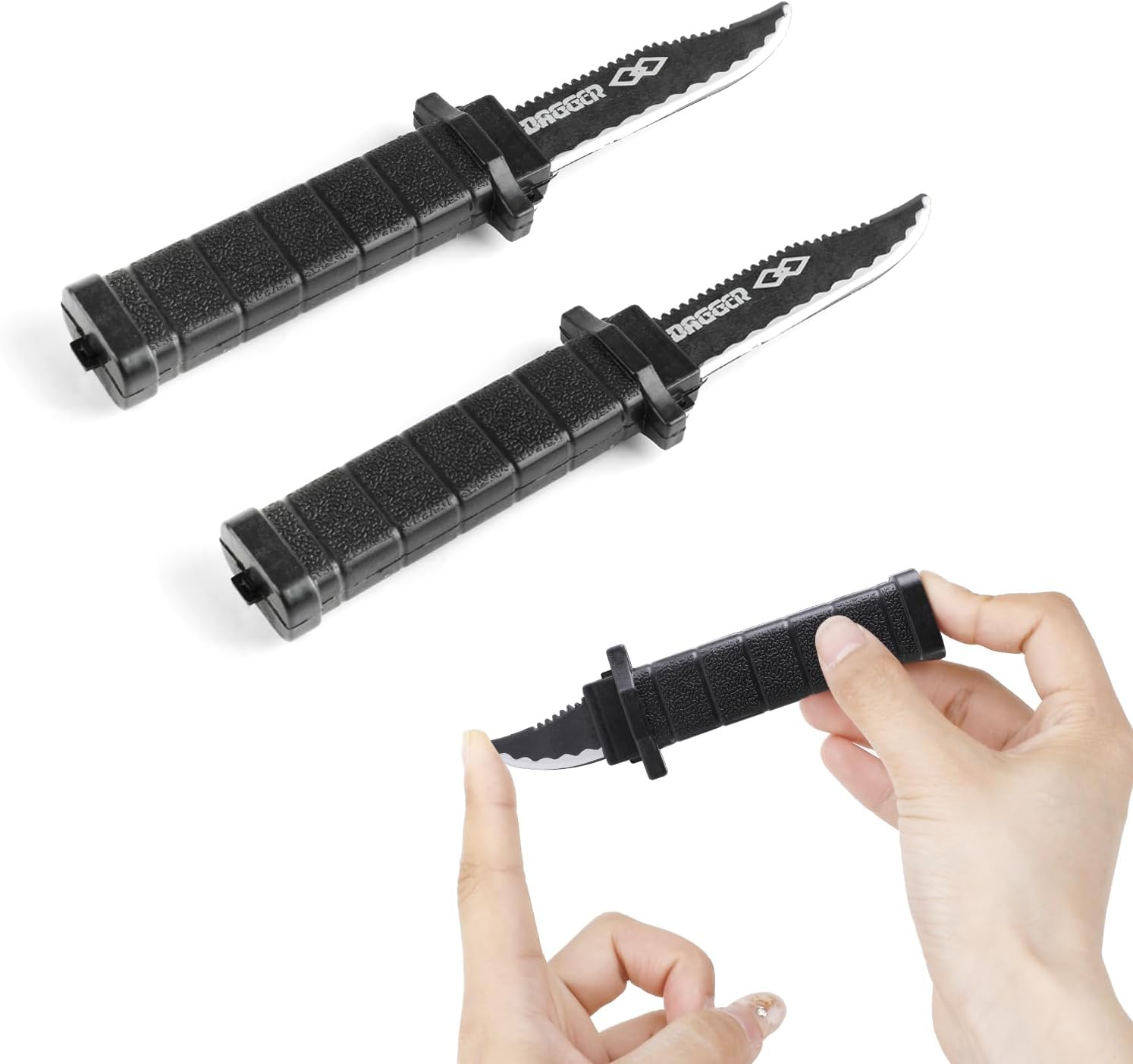 VEYLIN Halloween Disappearing Knife, 2pcs Retractable Dagger Knife Prop, Magic Tricks Toys