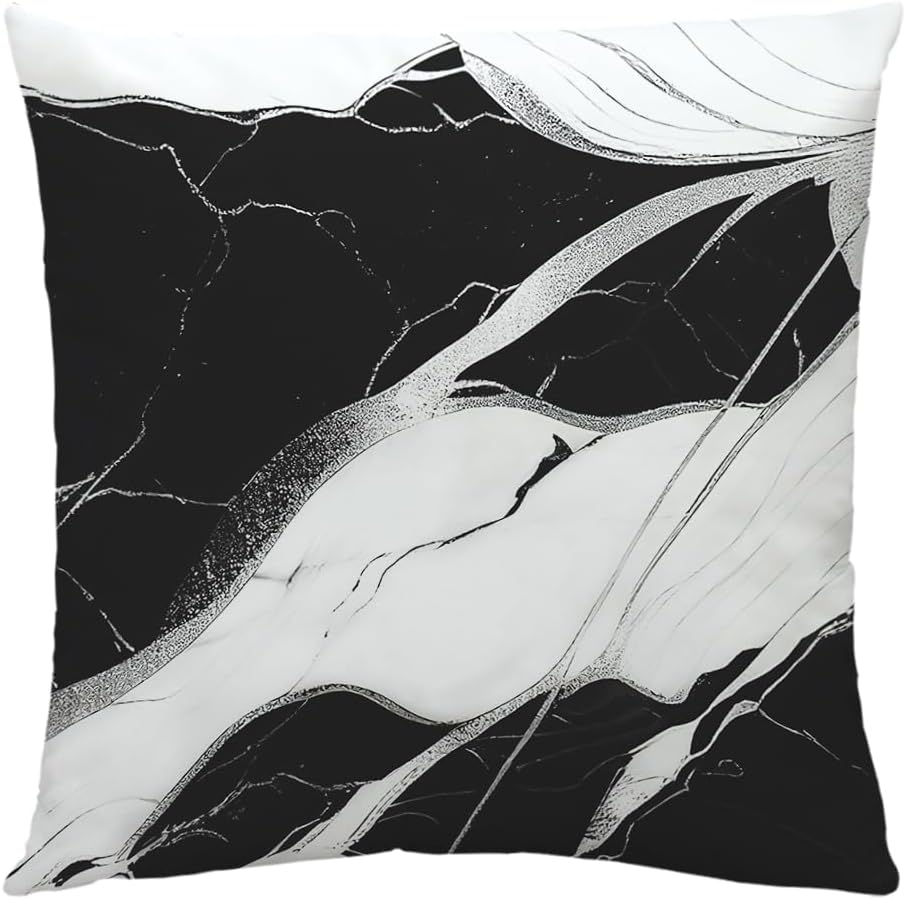 RYKEEN Abstract Grey and Black Throw Pillow Covers Set of 4，18 x 18 Inch Marble Pattern Decor Cushion Case for Home Living Room Decor Sofa(18x18 Inch) - Image 2