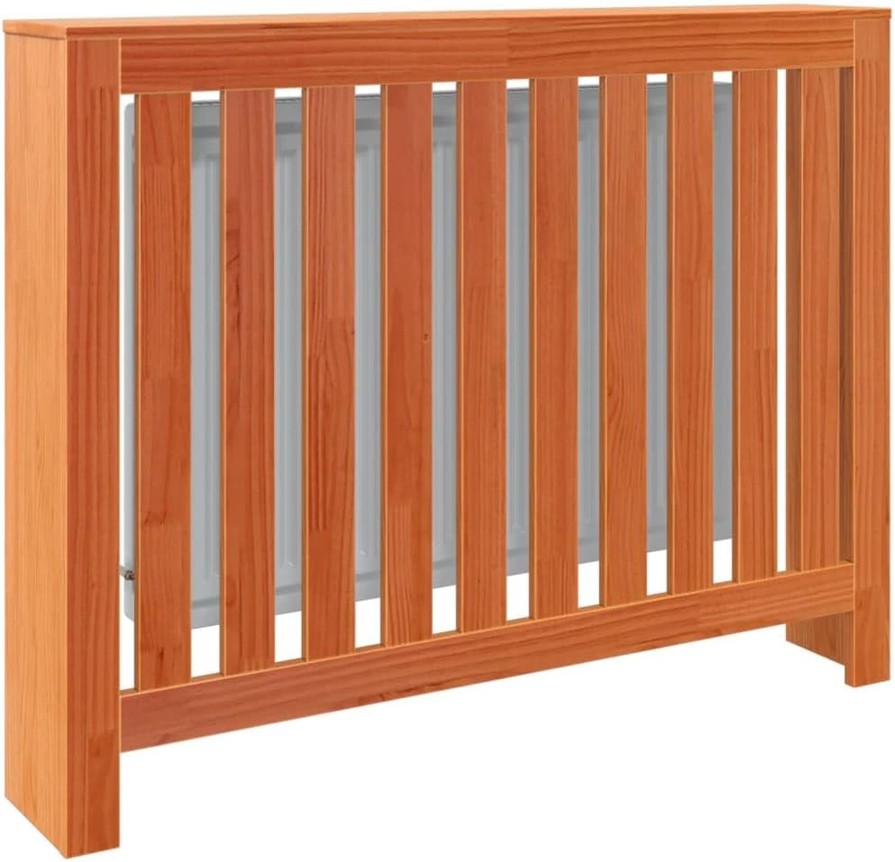 Radiator Cover Wax Brown 42.7"x7.5"x33.1" Solid Wood Pine Cabinet with Shelf for Decorative Function and Additional Space