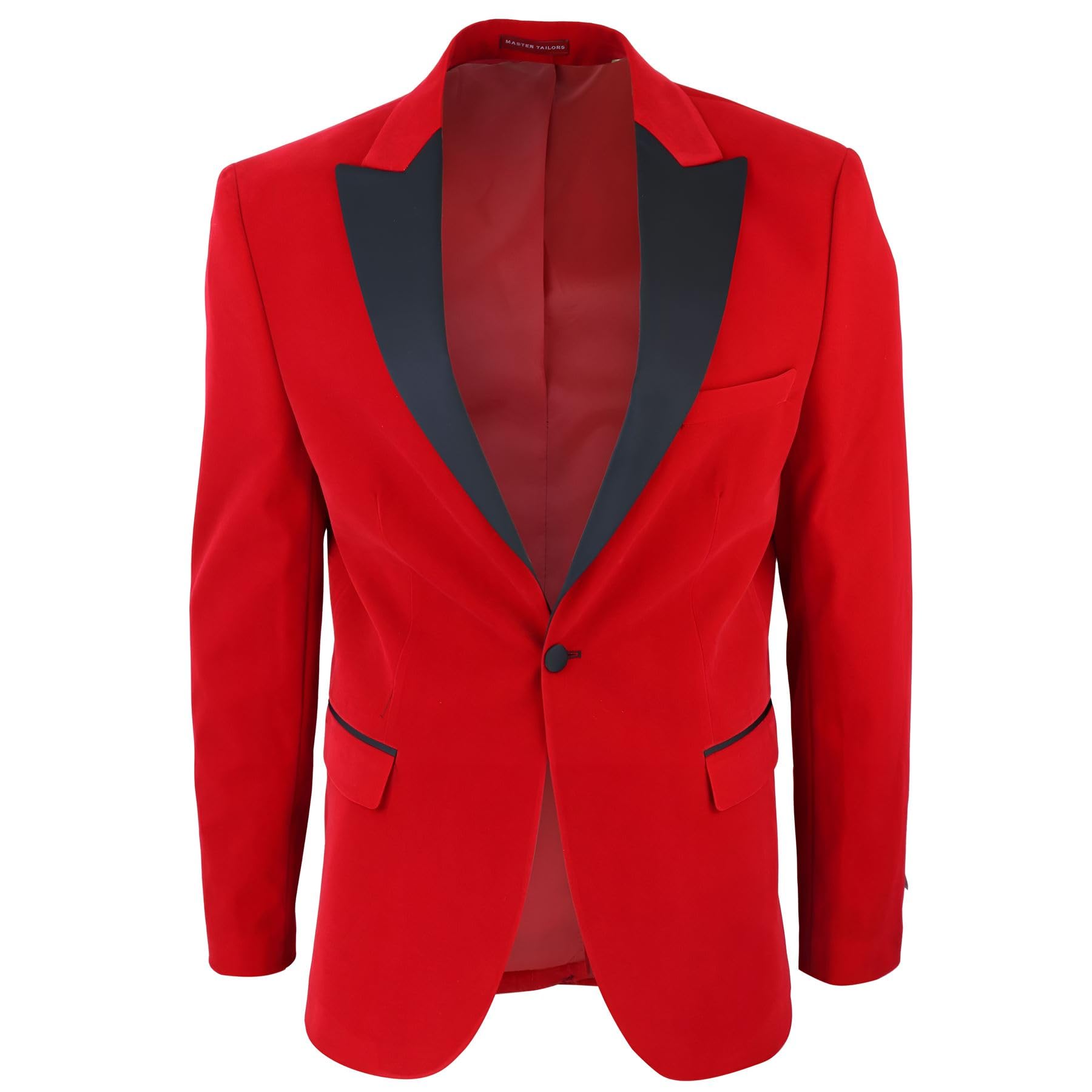 Truclothing Men's Red/Black Velvet Tux Blazer Satin Lapels Dinner Wedding Prom Tie - 52