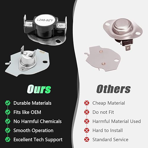 Miniatura 6 de 279769 - Kit de corte térmico para secadora, compatible con secadores Whirl-pool y Ken-more - Reemplaza 3389946 3398671 3977394 695563 AP3094224