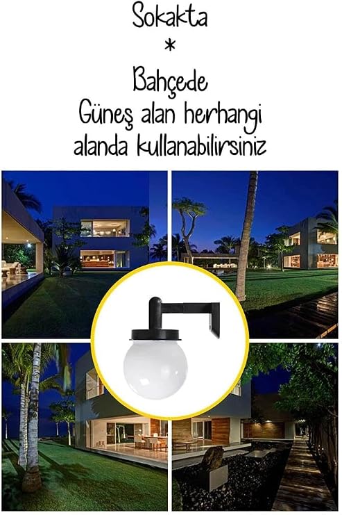 Solar Bahçe Lambası Beyaz - Güneş Enerjili Duvar Armatür