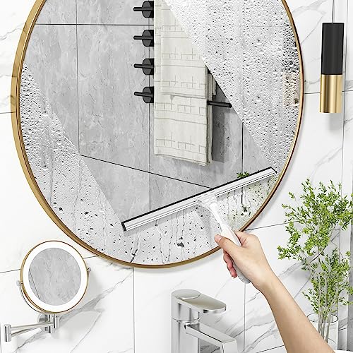 Image of AmazerBath Squeegee for Shower Glass Door, Shower Squeegee for Glass Doors - All-Purpose Squeegee with Hook for Shower Doors, Windows, Mirrors, Tiles and Car Glass, 12 Inches - Clear (Pack of 2)