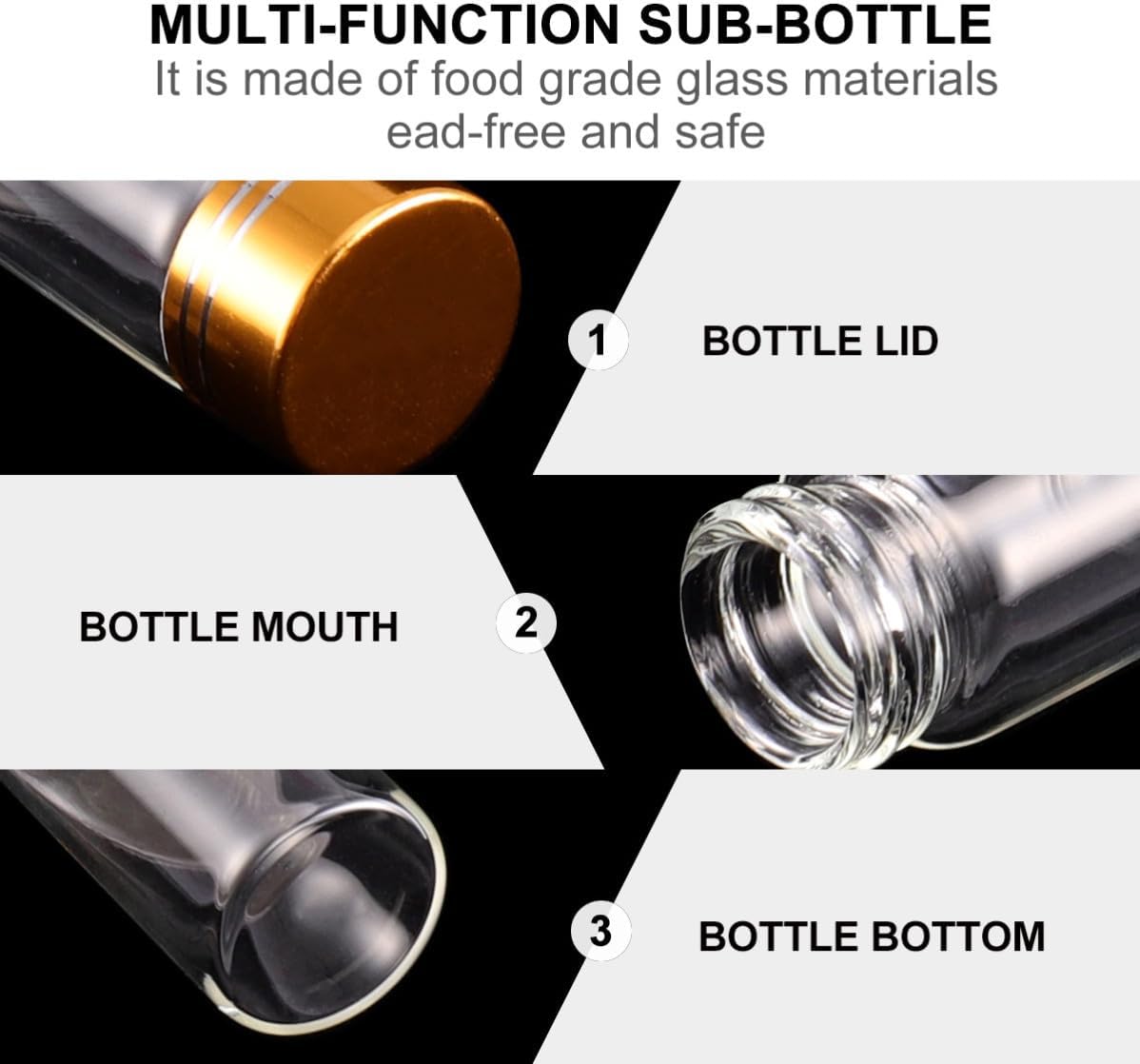 10pcs Gold Plated Glass Bottle with Lid for Perfume Oils