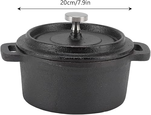 Miniatura 2 de Horno holandés, horno holandés de doble estilo tradicional, olla de hierro, para cocinar asados, sopas de arroz, guisos con tapa (7.9 in)