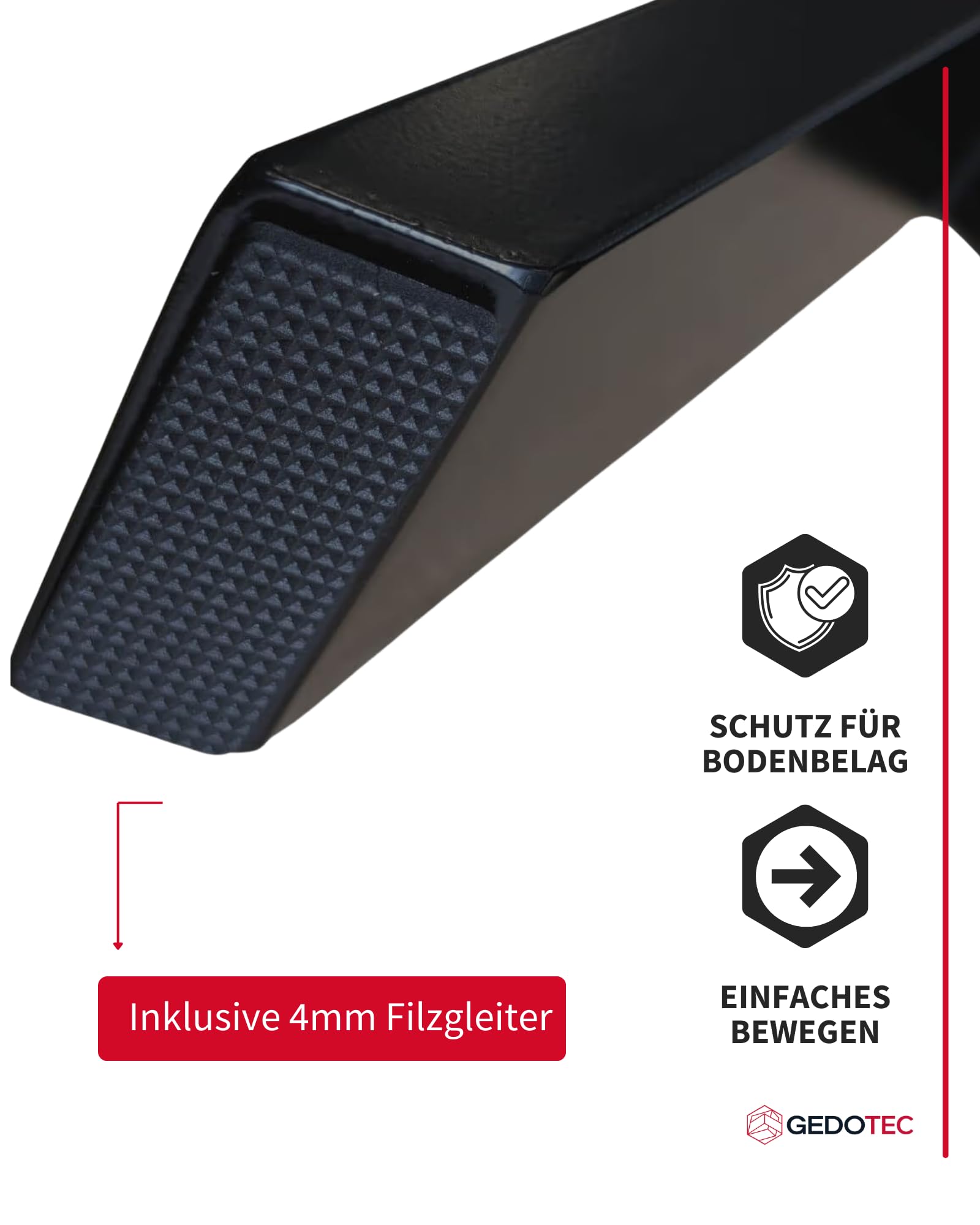 Gedotec 2 Tischbeine X-Form, schwarzes Metall 710 x 580 mm, Tischkufe im Industriedesign, Tischgestell aus Stahl für Esstisch Schreibtisch oder DIY Möbel, mit Filzgleiter