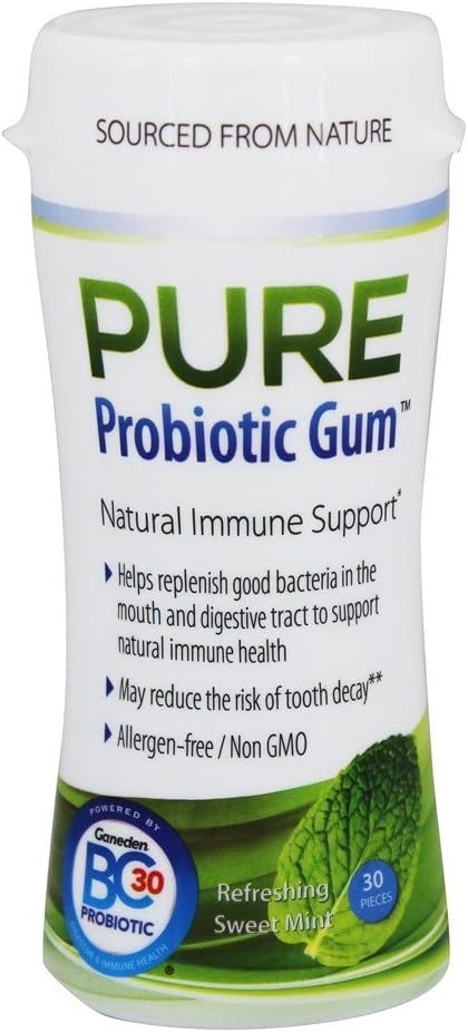 Focus Nutrition, Pure Probiotic Chewing Gum, Sweet Mint Flavor - 30 Pieces