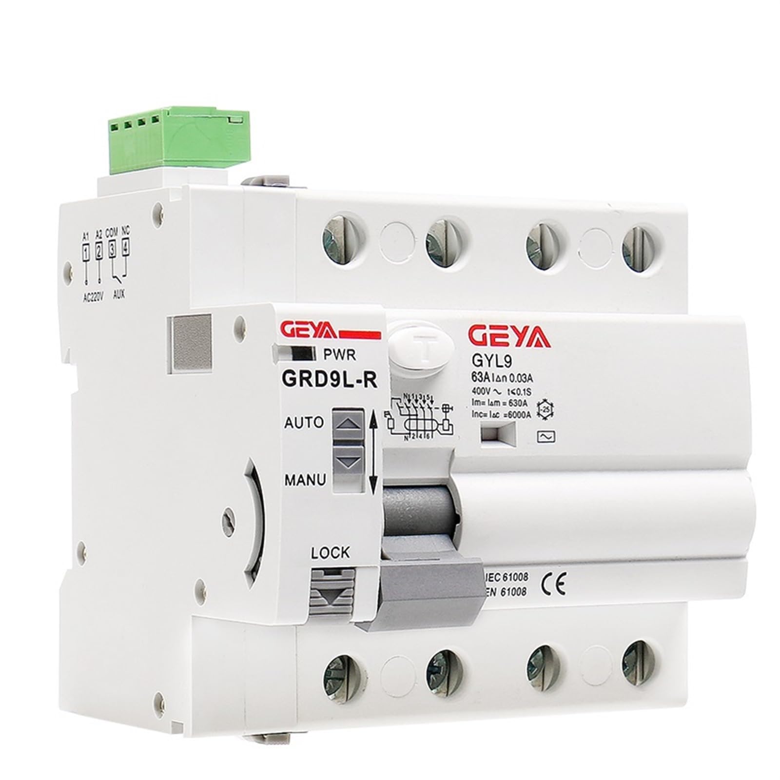 GRD9L RCCB automatyczny reenklator RS485 pilot wyłącznik różnicowoprądowy 4P 40A 63A RCD ELCB(R-AC220-AUTO,4P 63A 30mA RCCB)