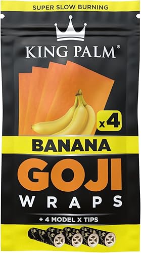 King Palm Goji Berry Wraps - Puntas de filtro prerolled - Papel rodante totalmente natural - 4 envolturas, 2 bolsas - (banana)