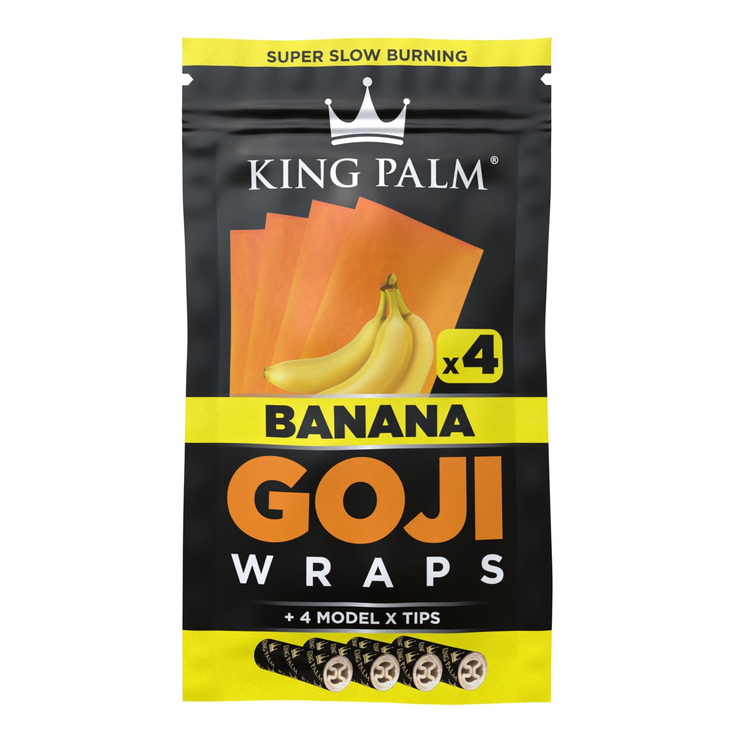 KING PALM Goji Berry Wraps - Prerolled Filter Tips - All Natural Rolling Paper - 4 Wraps, 2 Pouches - (Banana)