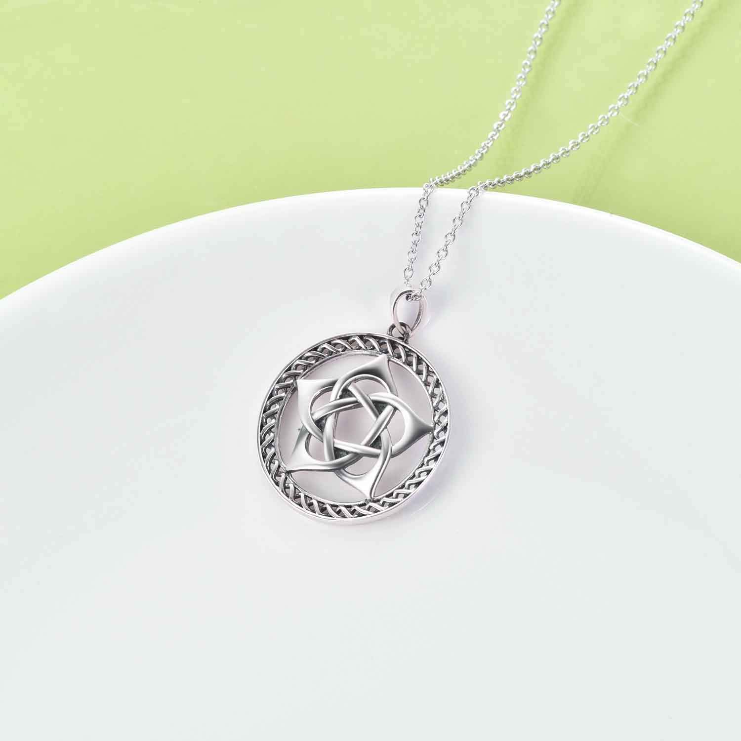 YAFEINI Pentacle naszyjnik srebro Pentagram Pentagram wisiorek naszyjnik wikańska biżuteria dla kobiet mężczyzn prezenty e Srebro, cod. PYX3253