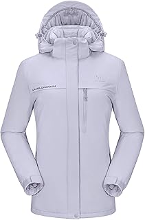 Sponsored Ad - CAMEL CROWN Women’s Mountain Snow Waterproof Ski Jacket Detachable Hood Windproof Fleece Parka Rain Jackt W...