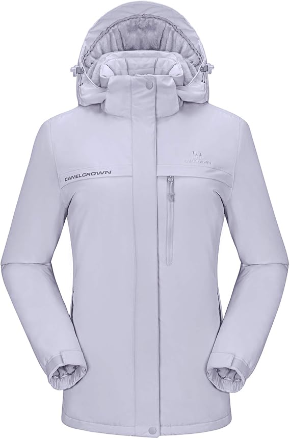 CAMEL CROWN Ladies’s Mountain Snow Waterproof Ski Jacket Removable Hood Windproof Fleece Parka Rain Jackt Winter Coat 