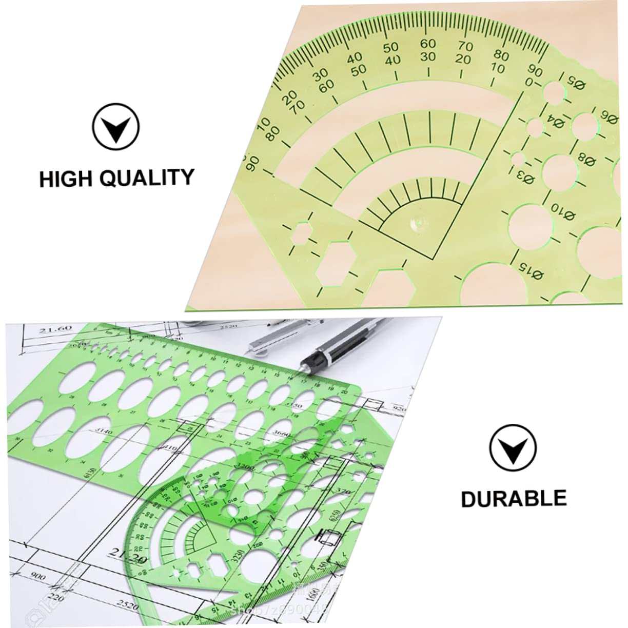 NUOBESTY 11stücke Transparentes Geometrisches Schablonenset aus Kunststoff Zeichenlineale und Schablonenlineale für Schule und Büro Kompatibel mit Bleistiften Füllfederhaltern