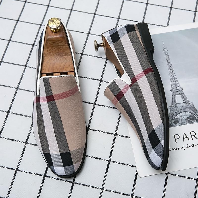 Men's Two Tone Brogue Oxfords Shoes Classic Round Toe Checkered Comfortable Dress Loafers2