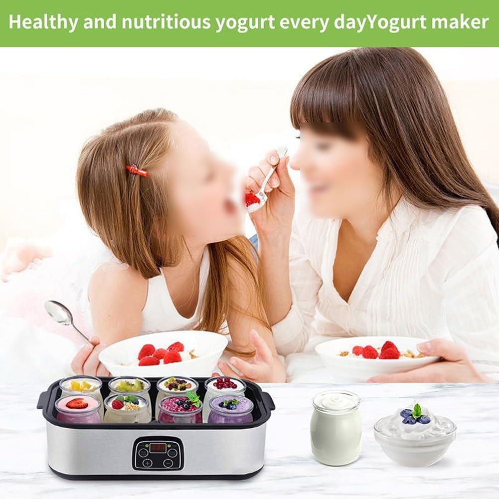 Macchina automatica elettrica per yogurt, capacità 1,6 l, per formaggio a pasta molle greca, fermentazione Natto, in acciaio inox, colore nero (regolamento europeo)