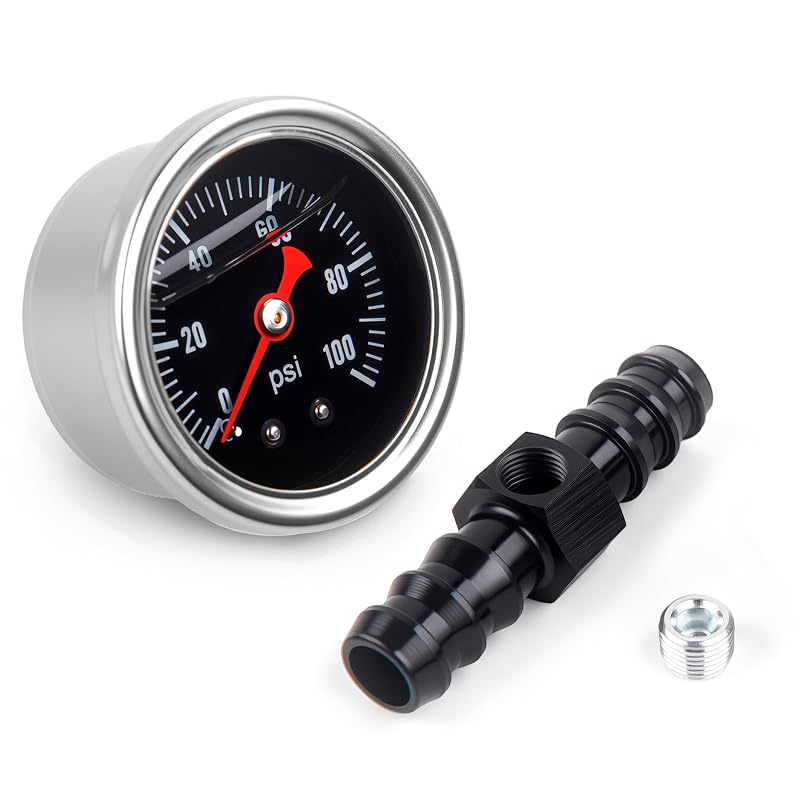 Manômetro de pressão de combustível CNRAQR 0–100 psi com adaptador 1/2" e rosca 1/8" NPT – 1 unidade