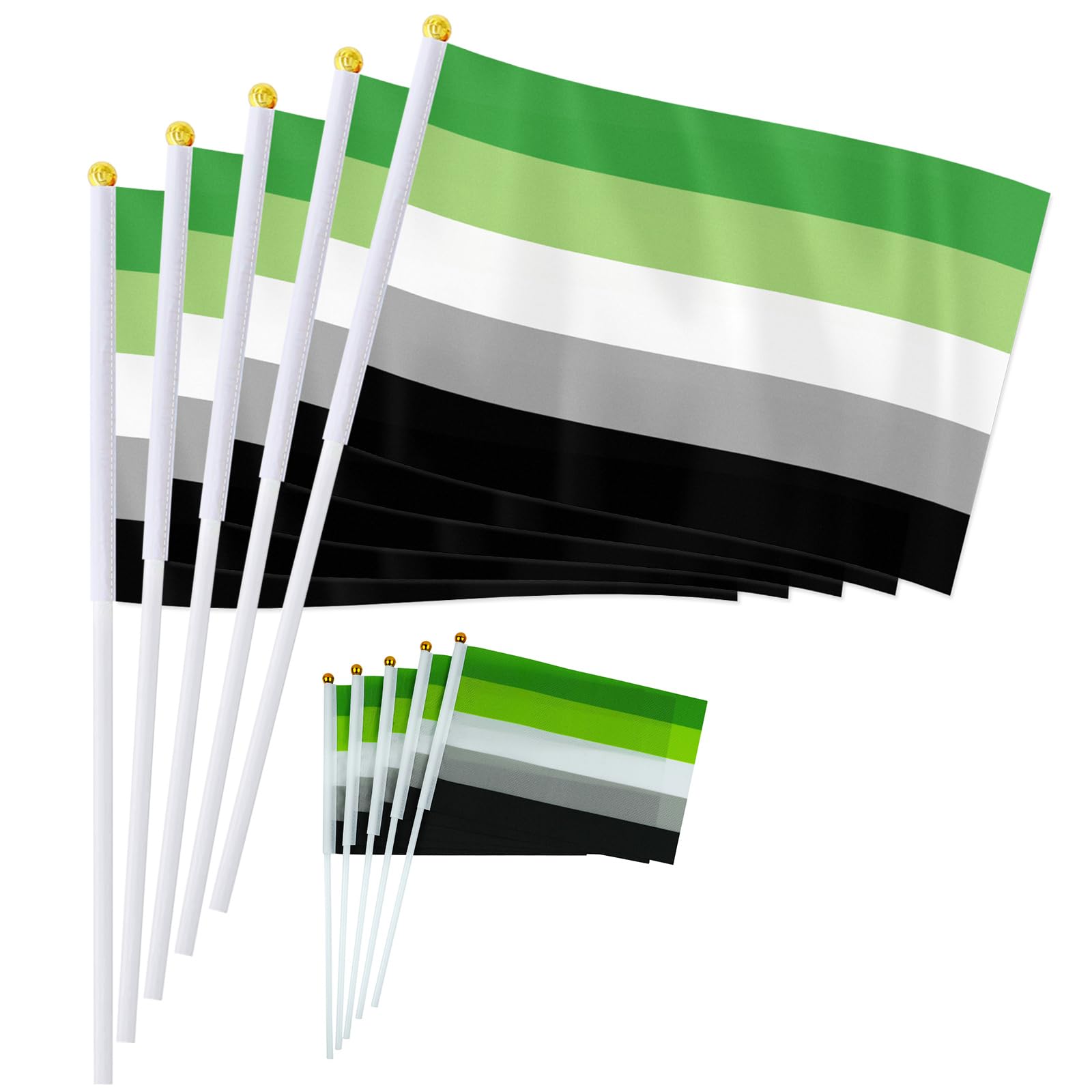 PTEROSAUR 50 Pack Aromantic Pride Handheld Flag, 5.5x8.2 Inch Small Hand Held Romantic Orientation Romanticism Flag for Pride Month Celebration Décor