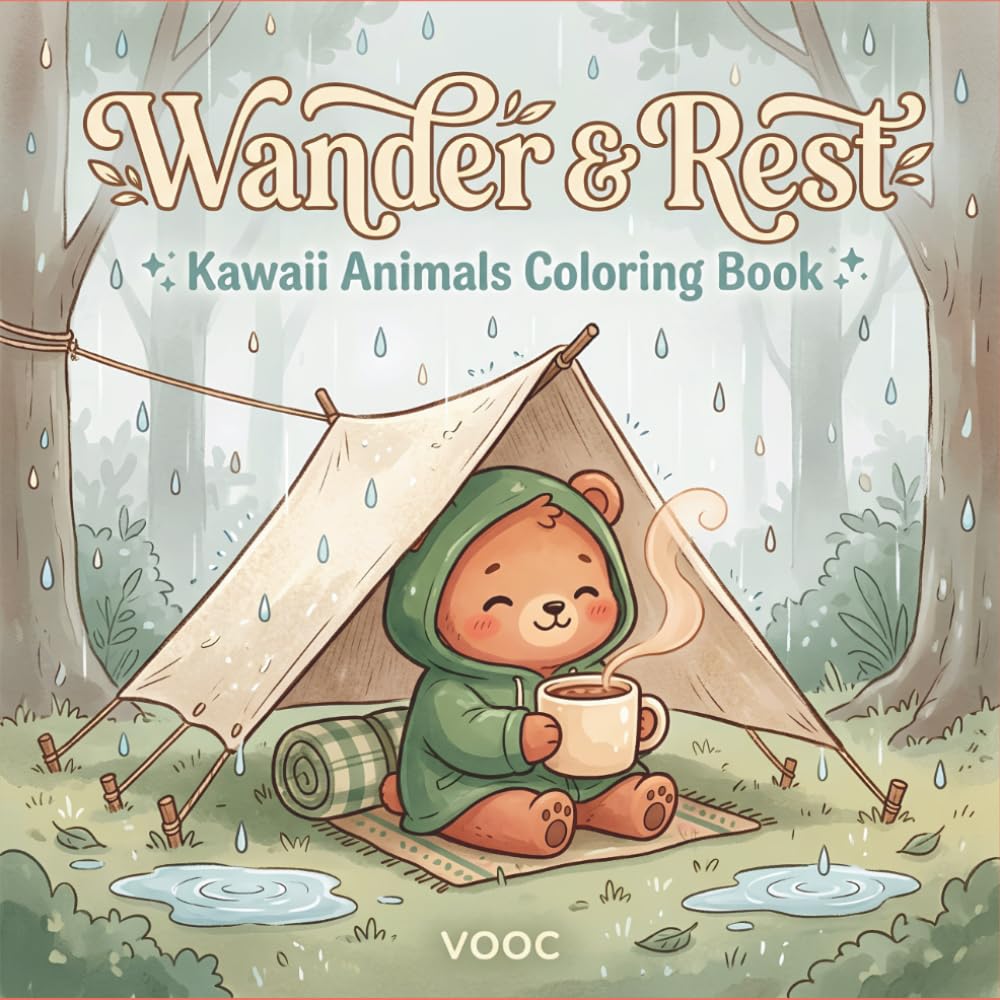 Wander and Rest: Kawaii Animals Coloring Book - Cute Chibi Woodland Creatures on Outdoor Adventures, Relaxing Nature Scenes for Stress Relief and Mindfulness