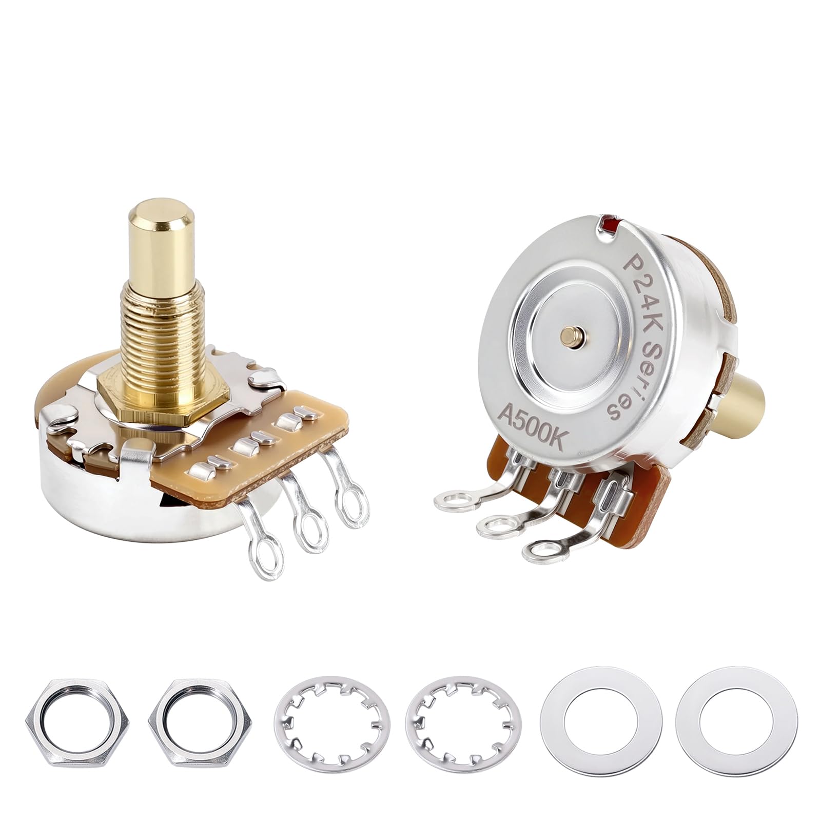 Banworks Brass A500K M8 Metric Thread Full Sized Guitar Solid Shaft Pots