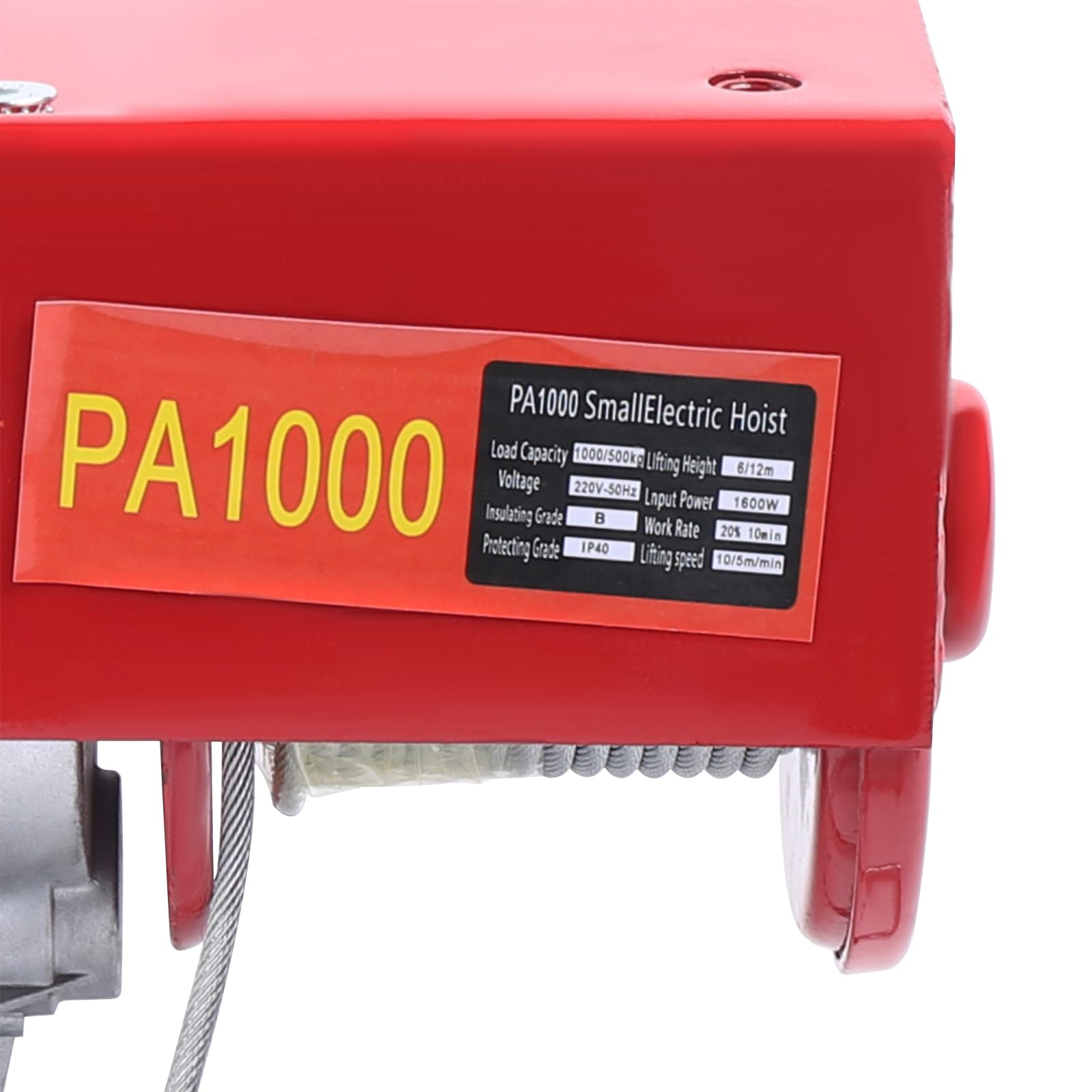Elektrische Seilwinde, 1600W 1000kg Seilzug Motorwinde, Elektrischer Kettenzug Motorwinde, Kupfermotor Flaschenzug Hubhöhe 6-12m für Haus, Werkstatt, Garage