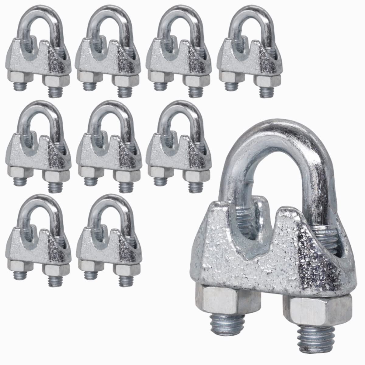 Kit 10 Morsetti Per Cavo + 10 Ditali In Acciaio Inox M6 - Per Fune Da 6 Mm (1/4 Di Pollice), Bulloni A U - 4