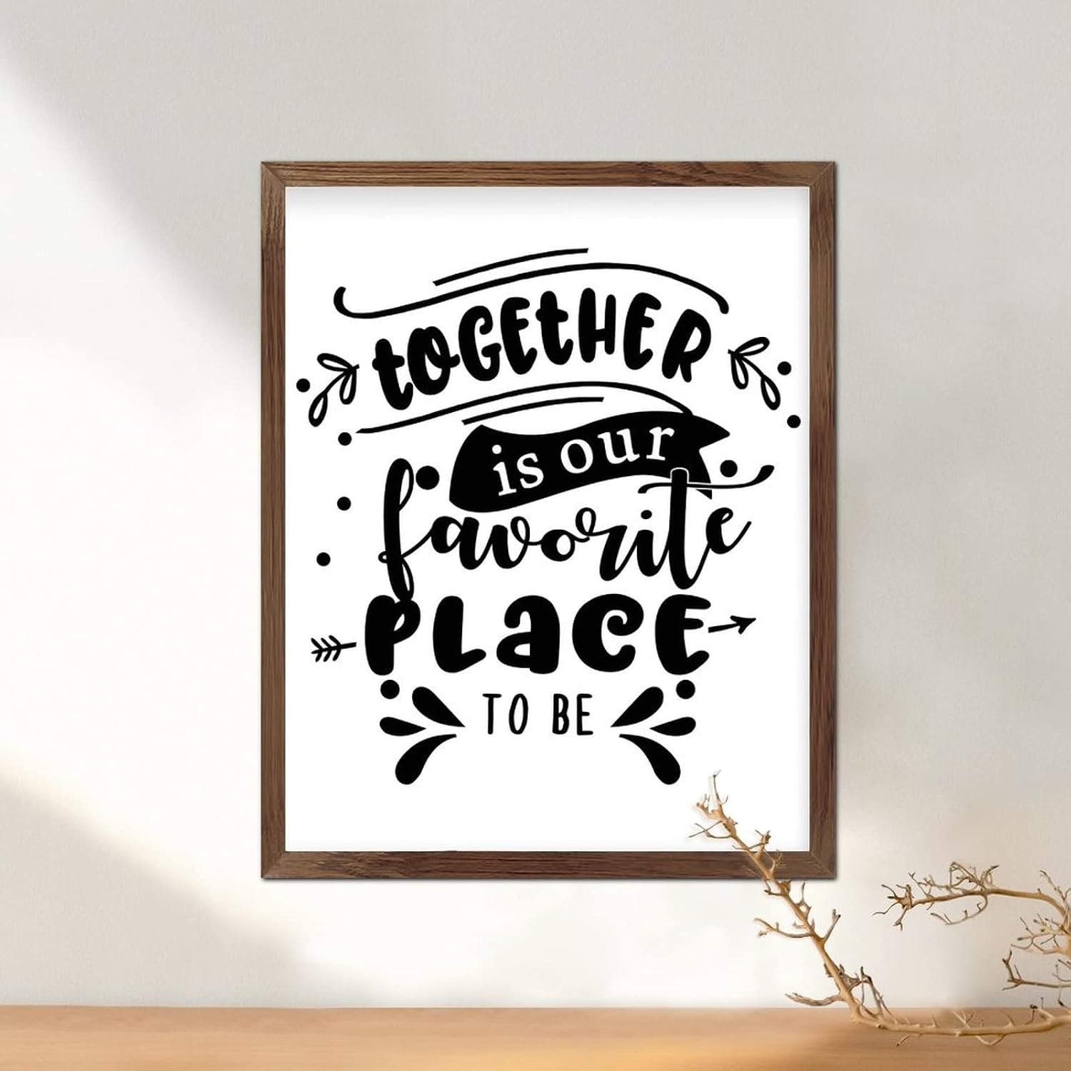Bible Verse Religious Jesus Framed Wood Wall Sign Together is Our Favorite Place to Be Framed Signs for Home Wood Framed Wall Hanging Sign Art Decor for Home Bedroom Kitchen 20x16in