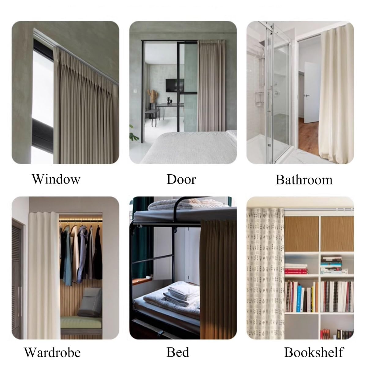Tringle à rideaux autocollante de 2 m, sans perçage, pour salon et douche, tringle à rideaux réglable de 1,5 m (370 cm)