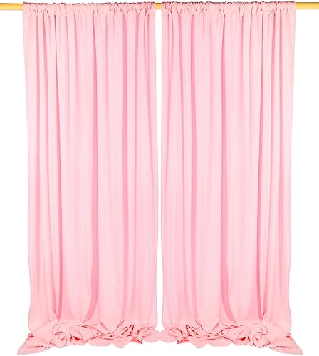SHERWAY 9.5 Feet x 10 Feet Pink Photography Backdrop Drapes, Thick Polyester Window Curtain for Wedding Party Ceremony Stage Décor