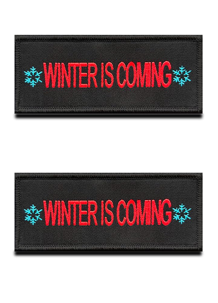 Winter is Coming! 2 Pcs Funny Winter Holiday Patch Social Meme Embroidered Patch, Tactical Morale Movie Sayings Hook & Loop Patch for Clothes, Backpacks, Vests, Jacket,Christmas,All Saints'Day