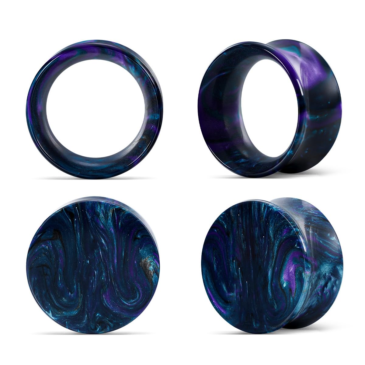 COOEAR Ear Plugs Tunnels Piercing Gauges for Ears, Double Flared Expander Stretchers, 2 Pairs Colorful Acrylic Earrings.