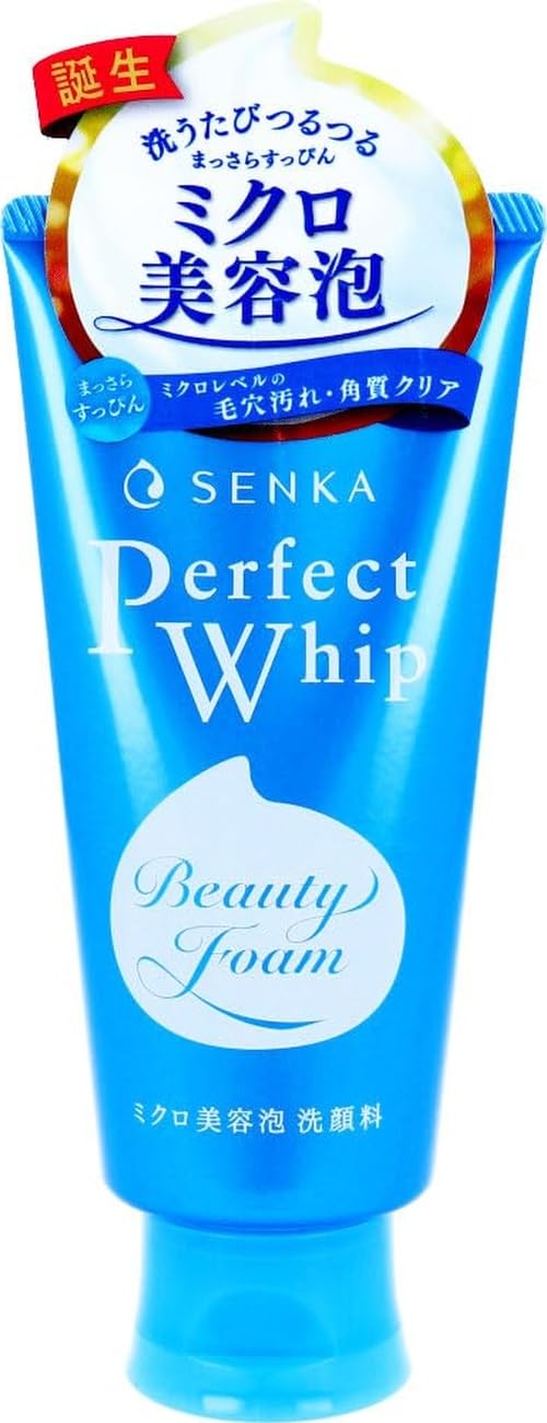 Senka Perfect Whip 120g, Moisturizing Facial Cleansing Foam, Enriched with Silk and Hyaluronic Acid, Made in Japan