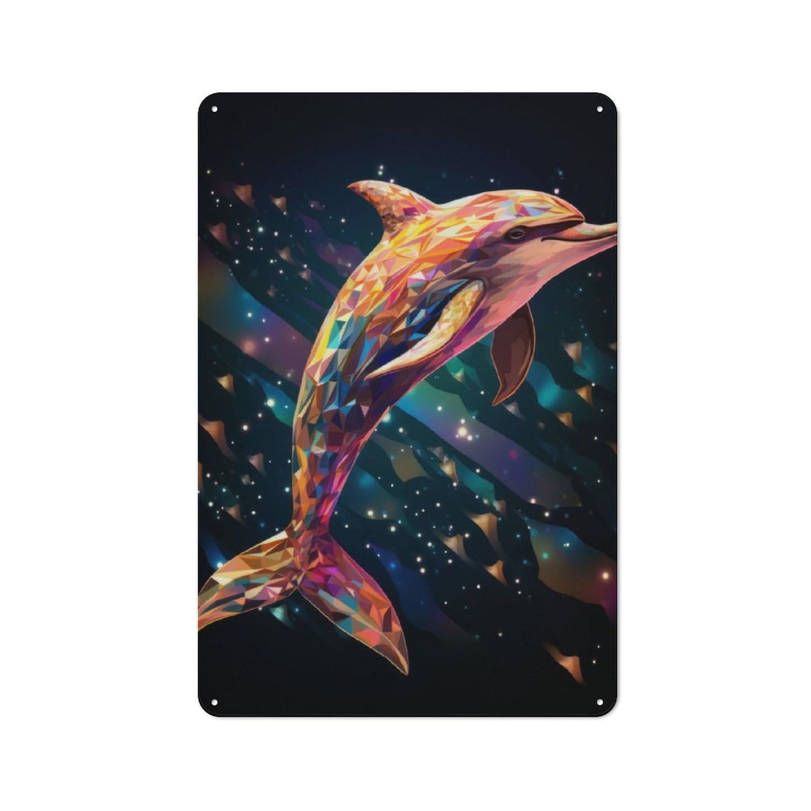 Junmoney Geometric Dolphin Rustic Metal Sign 30X20cm Featuring For Hallway Wall, For Collectors Decorating Hallways And Entrance Areas