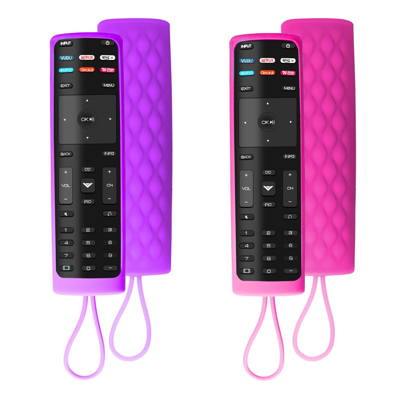 Photo 1 of 2 Pack Cover for Vizio Remote, Compatible with Vizio Remote Case XRT136 / XRT140 Series Universal Smart TV Control Replacement Silicone Skin Sleeve?Purple +Rose Not Glow?
