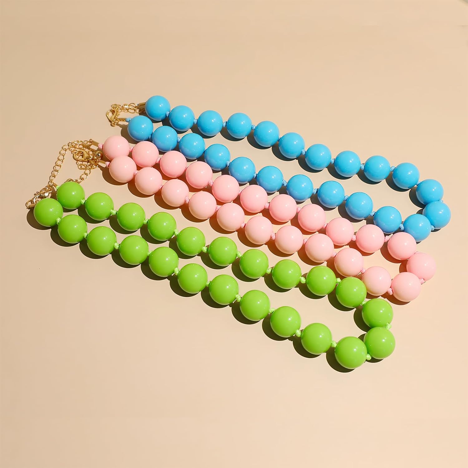 Chunky Big Beaded Necklace for Women Large Bold Beads Choker Necklaces Boho Round Ball Bead Statement Jewelry Gift
