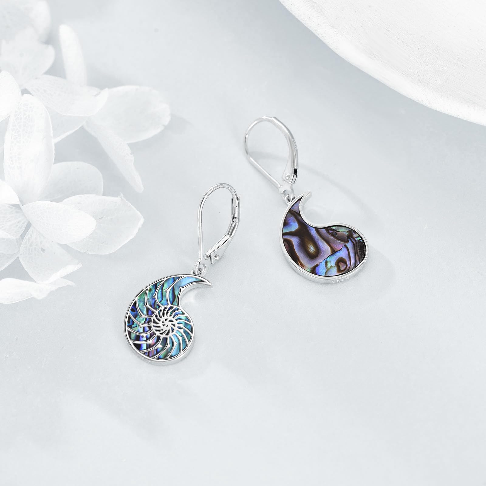 AXELUNA Conch Ohrringe Sterling Silber Teardrop Abalone Shell Ohrringe für Frauen baumeln Geschenke