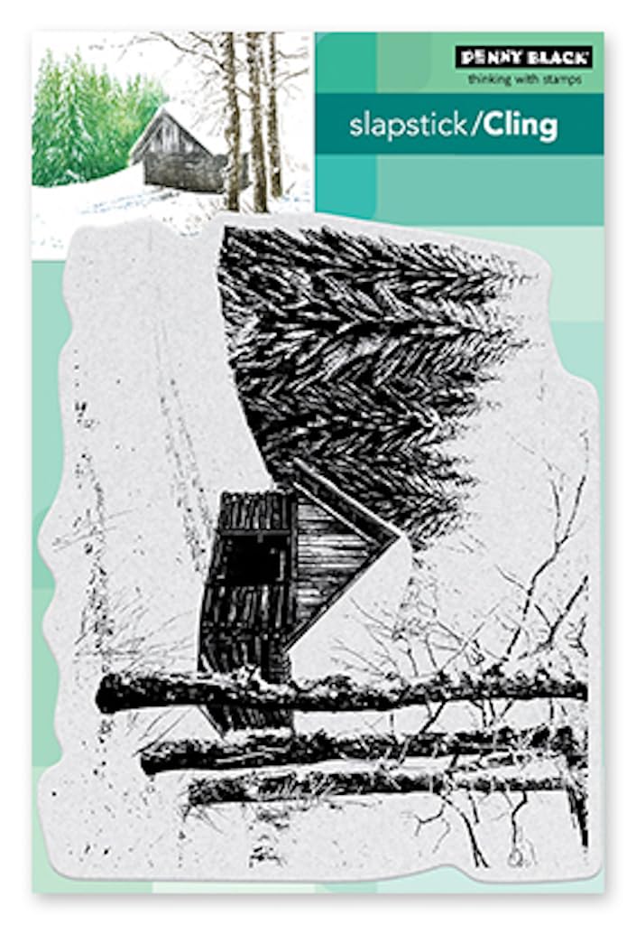 Penny Black Red Cling Rubber Stamps - Country Cabin 40-918