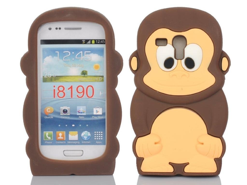 SKS DistributionPT-8WHX-7F9U Brown Cheeky Monkey Soft Silicone Case for Samsung Galaxy S3 SIII Mini i8190