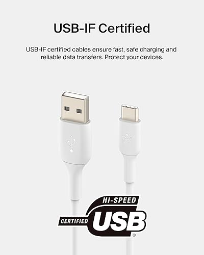 Miniatura 3 de Belkin BoostCharge - Cable USB-C (3.3 pies), cable USB-C a USB-A, cable USB tipo C para iPhone serie 15, Samsung Galaxy S23, S23+, Note20, Pixel 6,