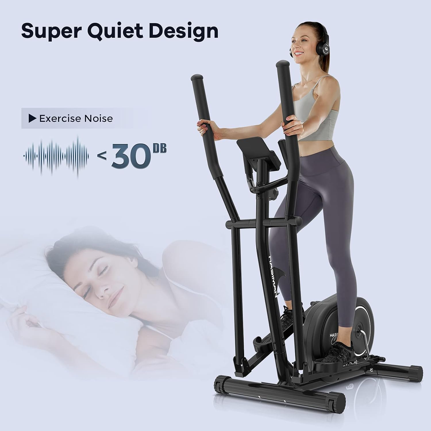 HASIMAN Elliptical Exercise Machine, Elliptical Machine for Home Use, Adjustable Magnetic Elliptical with Pulse Rate Grips and LCD Monitor, 350LB Weight Capacity : Sports & Outdoors