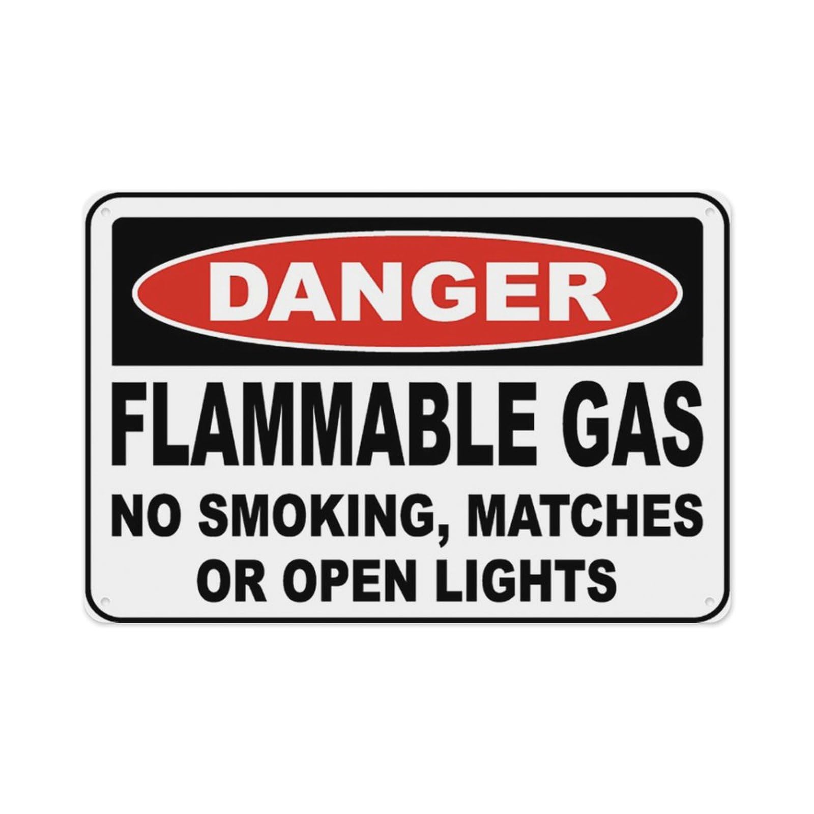 peiyeety Flammable Gas No Smoking Sign Aluminum Tin Warning Signs For Home Outdoor Garden 12X16 Inches
