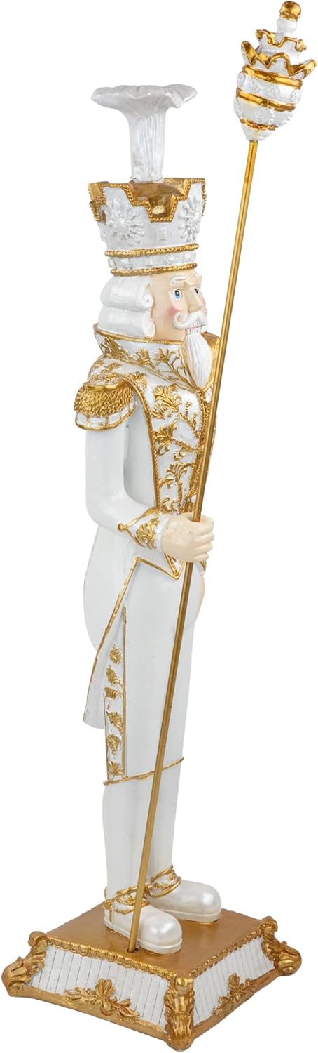 Northlight Christmas Nutcracker Soldier with Scepter - 25.75" - White and Gold