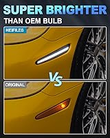 Vista 5 de 4 luces LED laterales compatibles con Chevy Corvette C6 2005-2013 escaneo secuencial intermitente a luz blanca constante, 10 veces más brillante