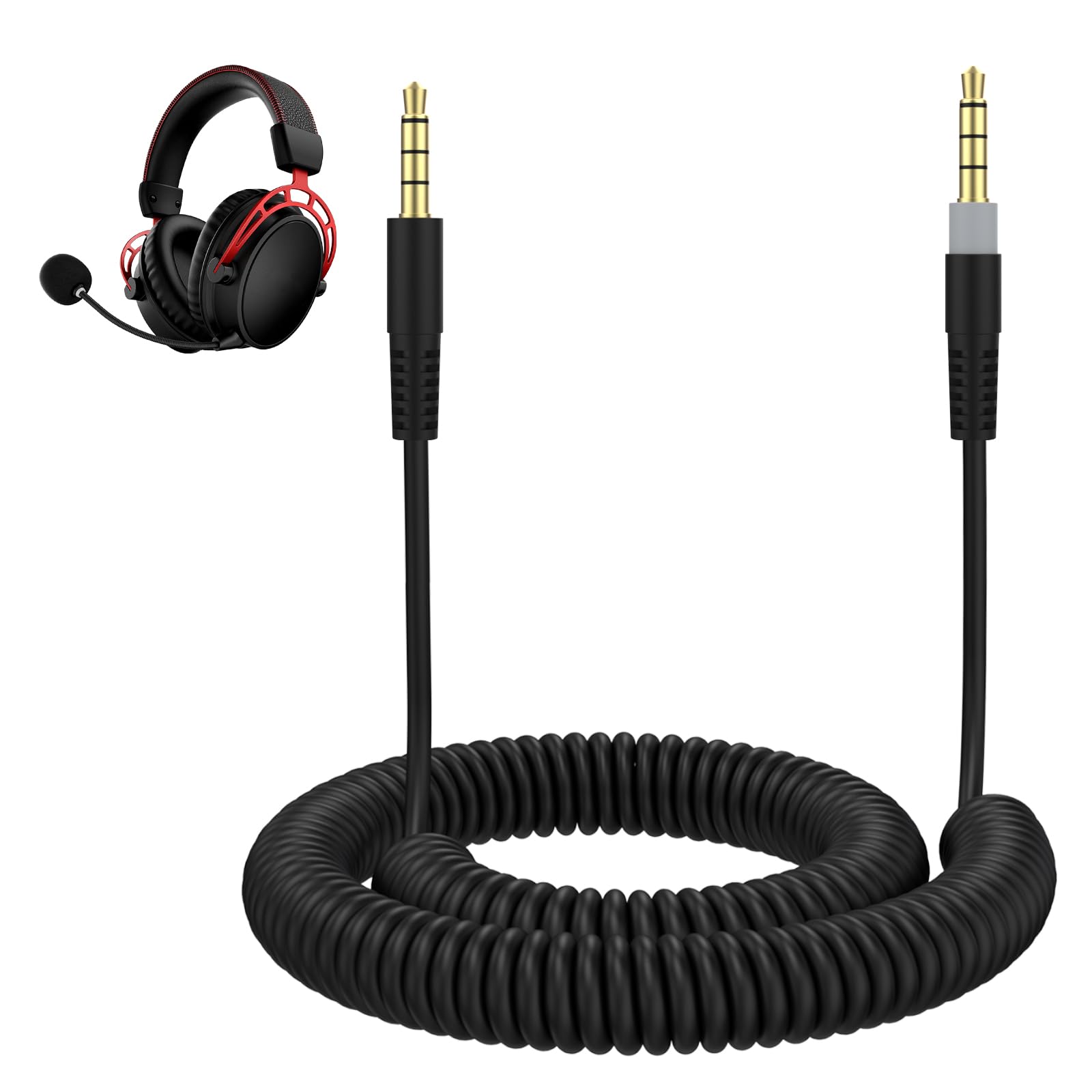 Cable de audio de 3,5 mm anti enredos para cascos HyperX Cloud Mix 8
