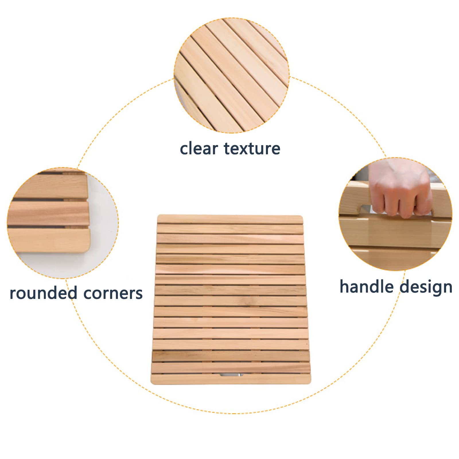 Pedana Doccia in Legno,Pedana per Doccia,Pedana in Legno,Tappetino Doccia Moderno di Lusso,Tappetino per Doccia Naturale,Ecologico Premium,Spa o Uso Esterno (50x30cm/20x11.8in)