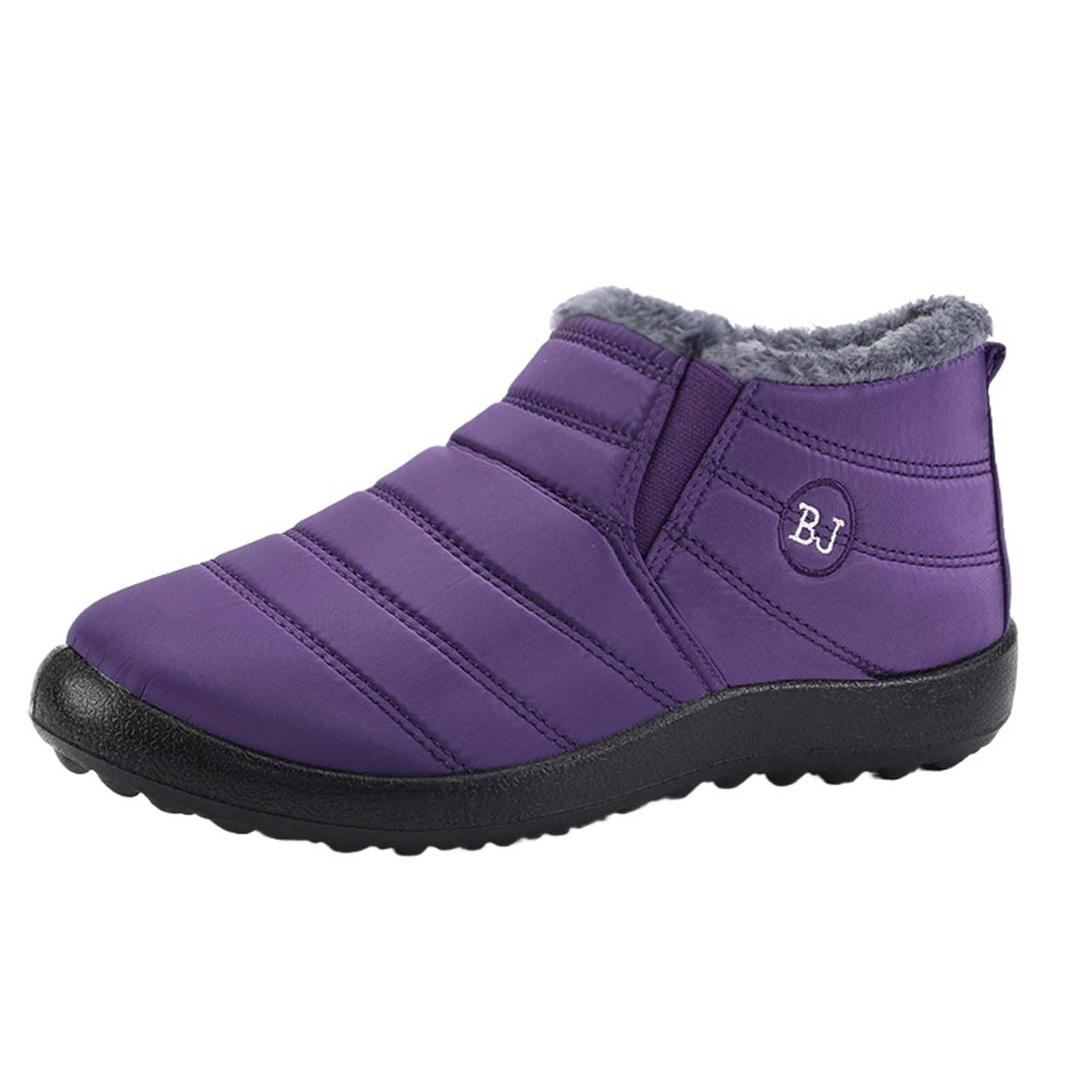 Snow Boots for Women Men Warm Fur Lined Ankle Booties Comfortable Lightweight Winter Shoes Outdoor Slip On Waterproof