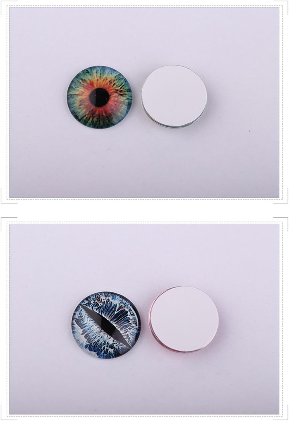 Eyes Glass Buttons Cabochon Cameo Jewelry, Frog, Cat Ghost Cat's Eye, 100 Count